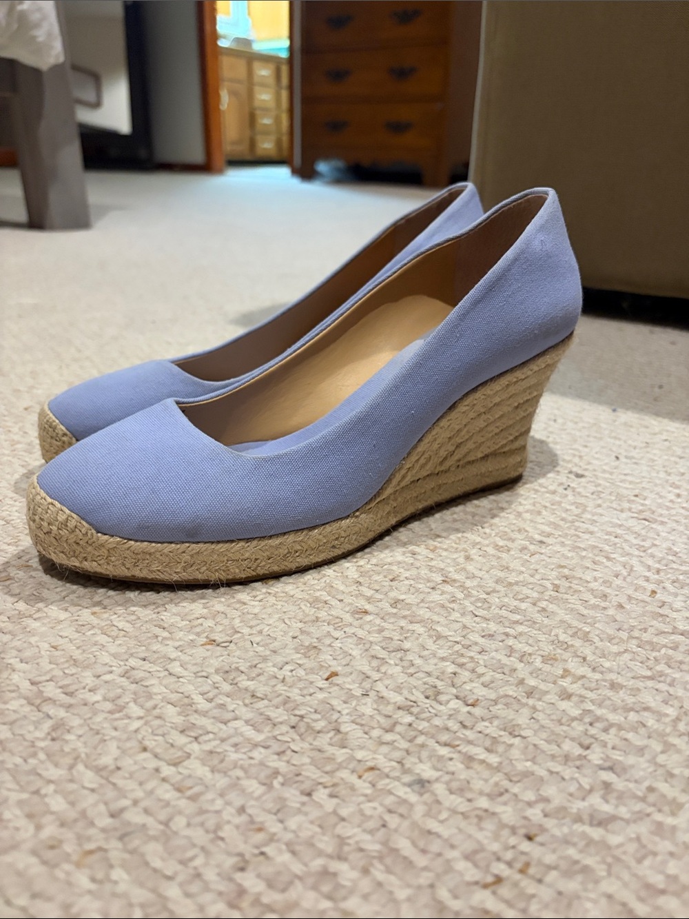 J. Crew Light Blue Canvas Espadrille Wedge Pumps